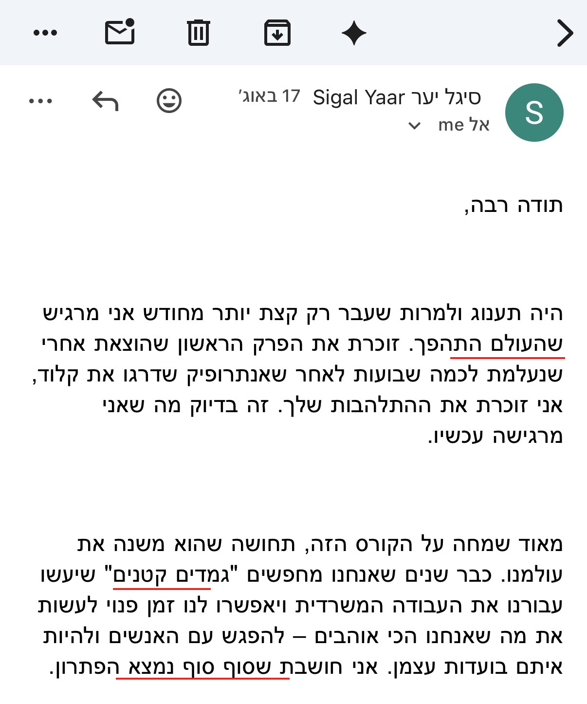 המלצה של סיגל