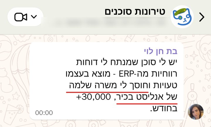 בת חן לוי: חוסך לי משרה שלמה של אנליסט בכיר, 30,000+ בחודש
